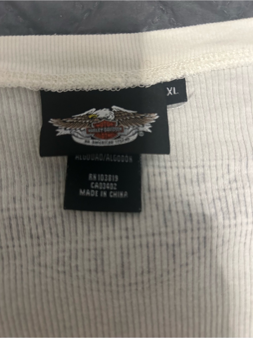 Harley-Davidson Cream Long Sleeve Henley with Script Logo - Picture 5 of 5